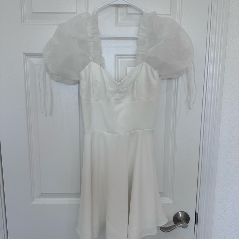 Amanda Uprichard White Mini Dress with Puff Detail Size M